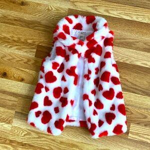 Kids Valentines faux fur heart vest